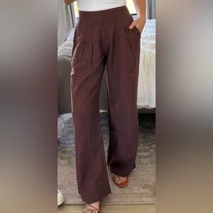 Abercrombie & Fitch Cotton and Linen Chocolate Wide Leg Pants